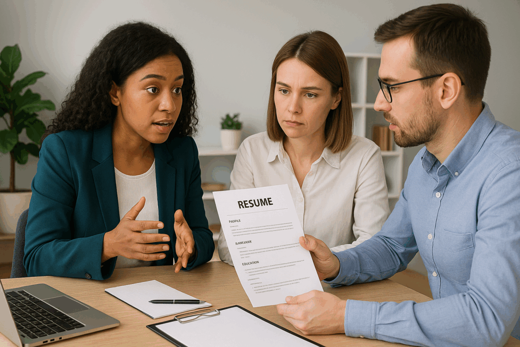 Team is discussing resume